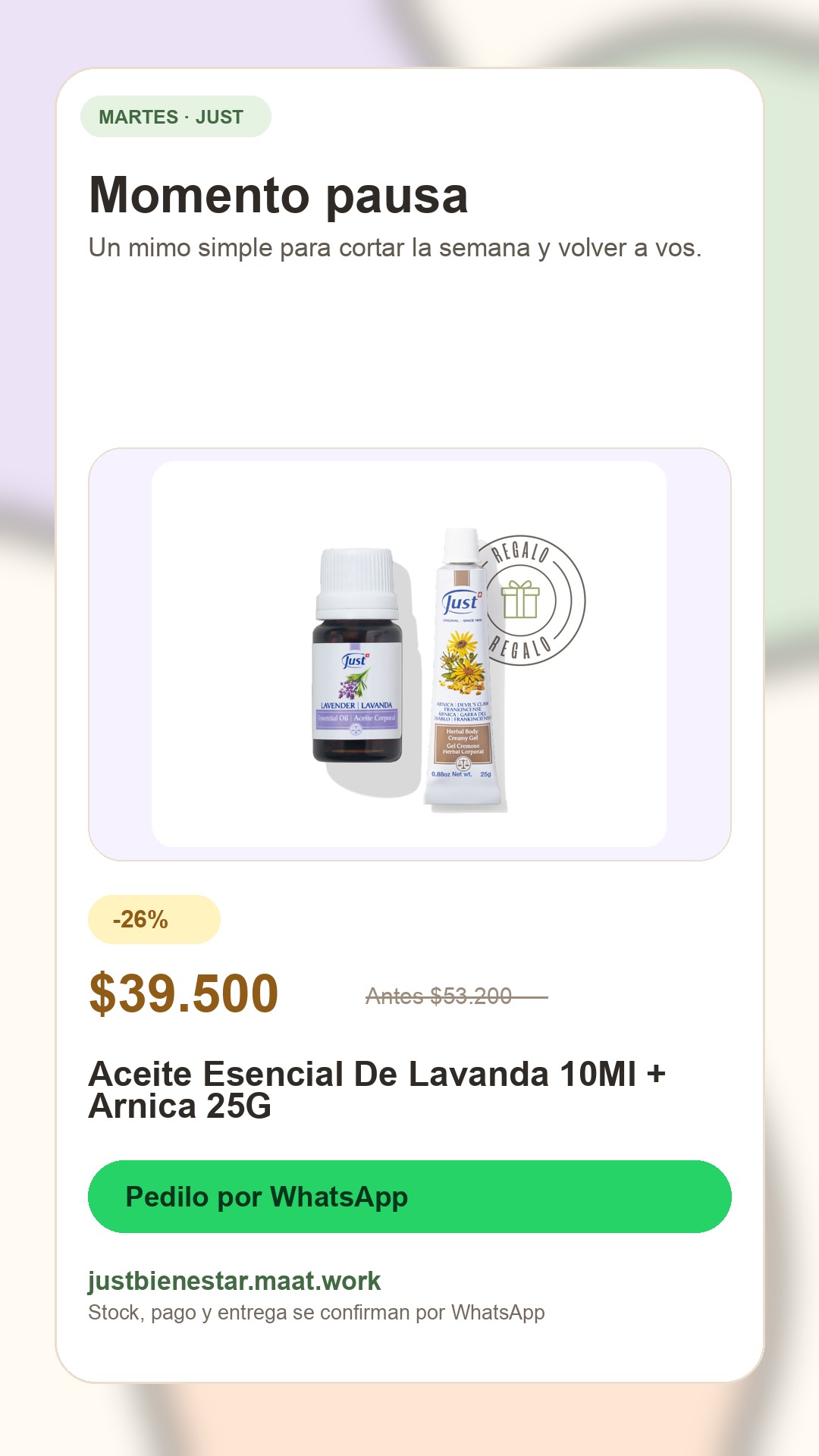 Publicación martes: Aceite Esencial De Lavanda 10Ml + Arnica 25G